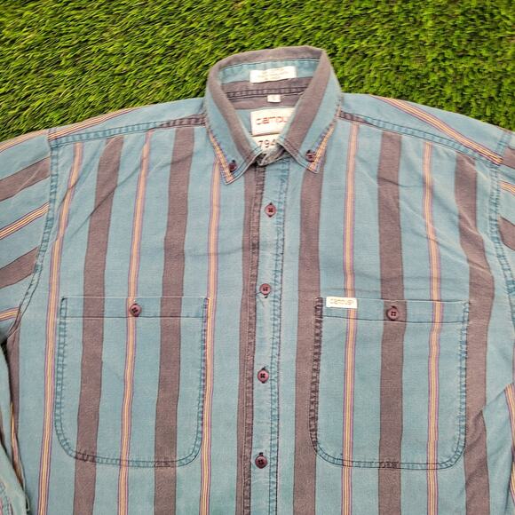 Campus Striped Button Shirt Small 20x28 Disco Hippie Baggy - Picture 8 of 12